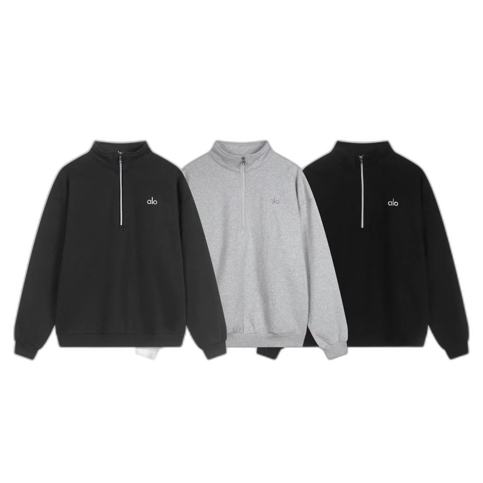 25 autumn and winter new alo half zipper heavy weight classic all-match pullover sweater for men and women, same style, original version