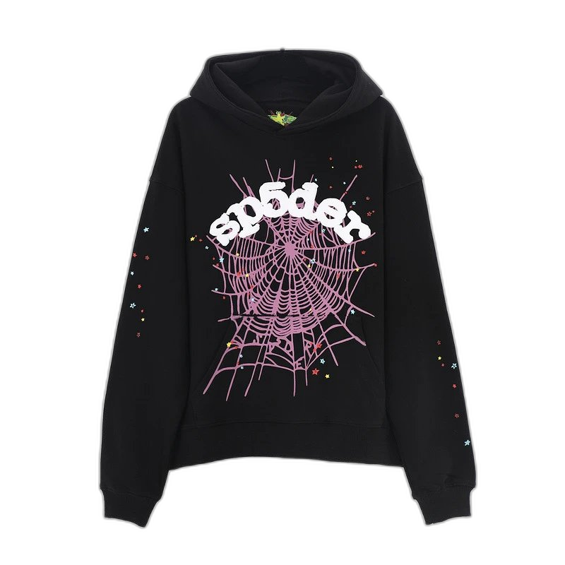 spider web print hoodie loose fit men’s and women’s hoodie set