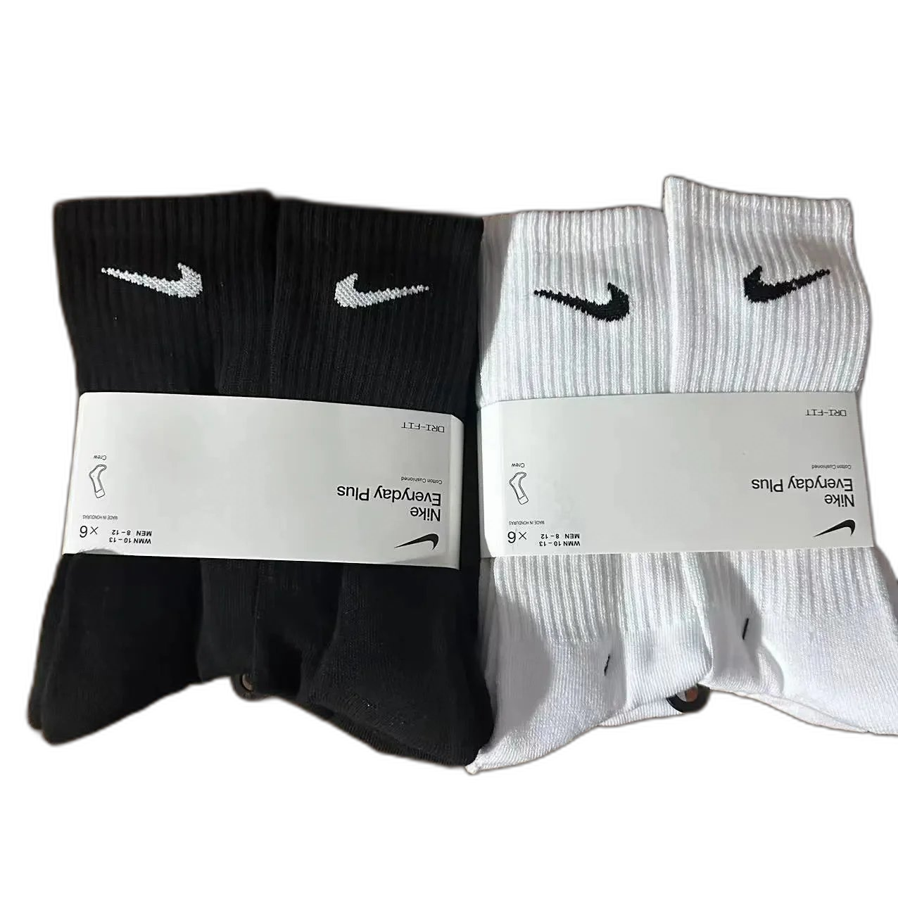 Pack of six, white/black and black