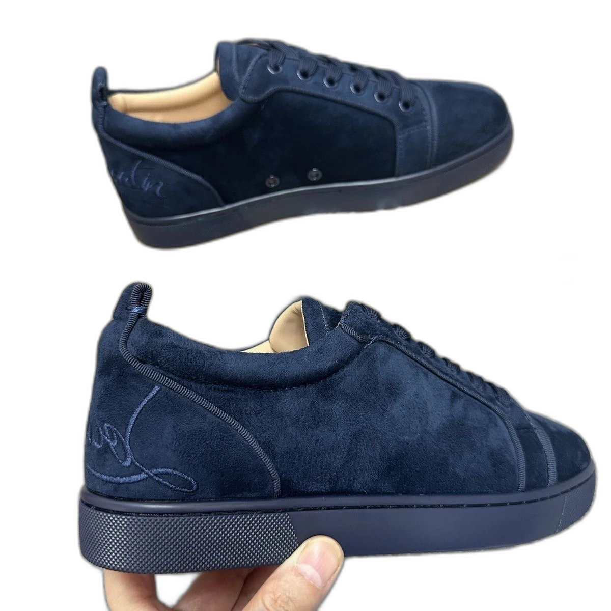 Men’s shoes studded red bottom shoes trendy flat bottom breathable orange men’s casual shoes