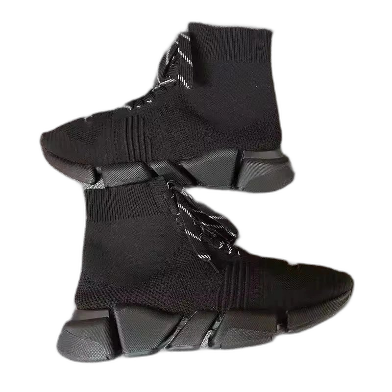 Factory wholesale breathable sneakers for men and women Paris mid-cut lace-up sock boots knitted elastic sock shoes men’s shoes