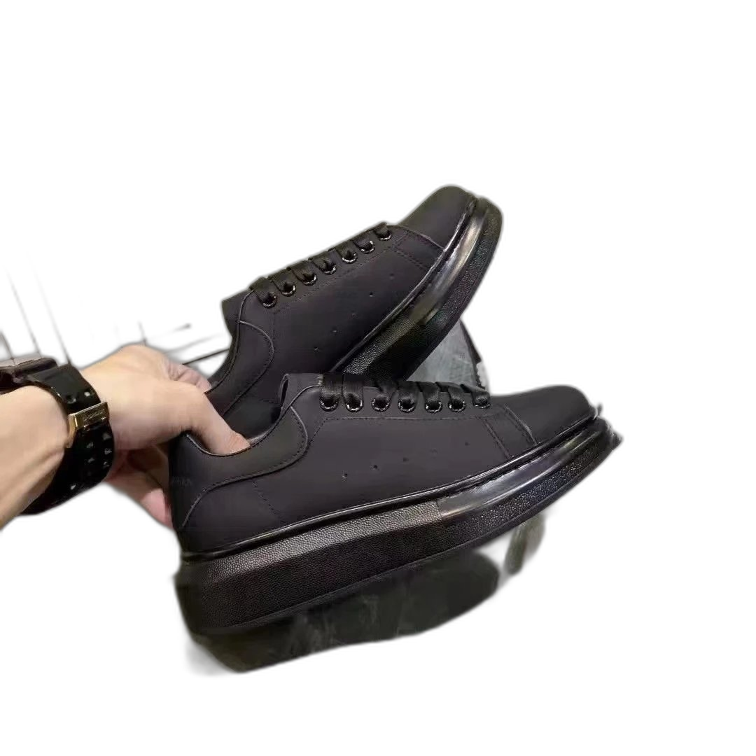 High version McQueen leather white shoes men’s raised thick bottom all-match muffin shoes women 24 casual sports couple sneakers