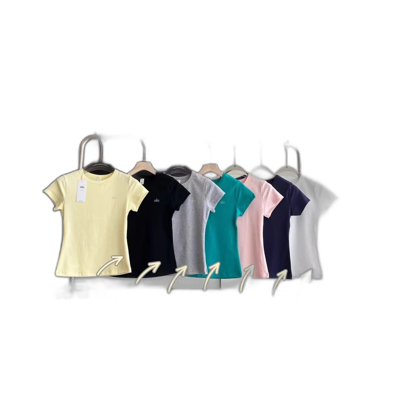 a1o 7 color 26 spring and summer new European and American solid color women’s short sleeve t-shirt temperament slim fit sports T