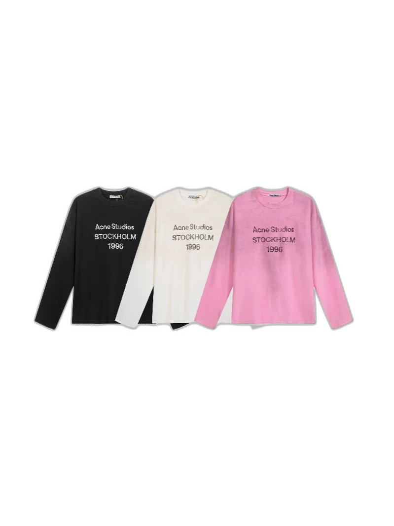 Spring and summer 1996 washed worn out letter print high street long sleeve loose fit long sleeve t-shirt for men and women couples