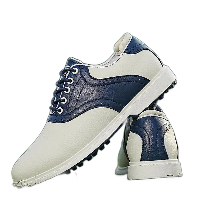 New style men’s golf leather shoes fashion color matching sneakers classic waterproof casual
