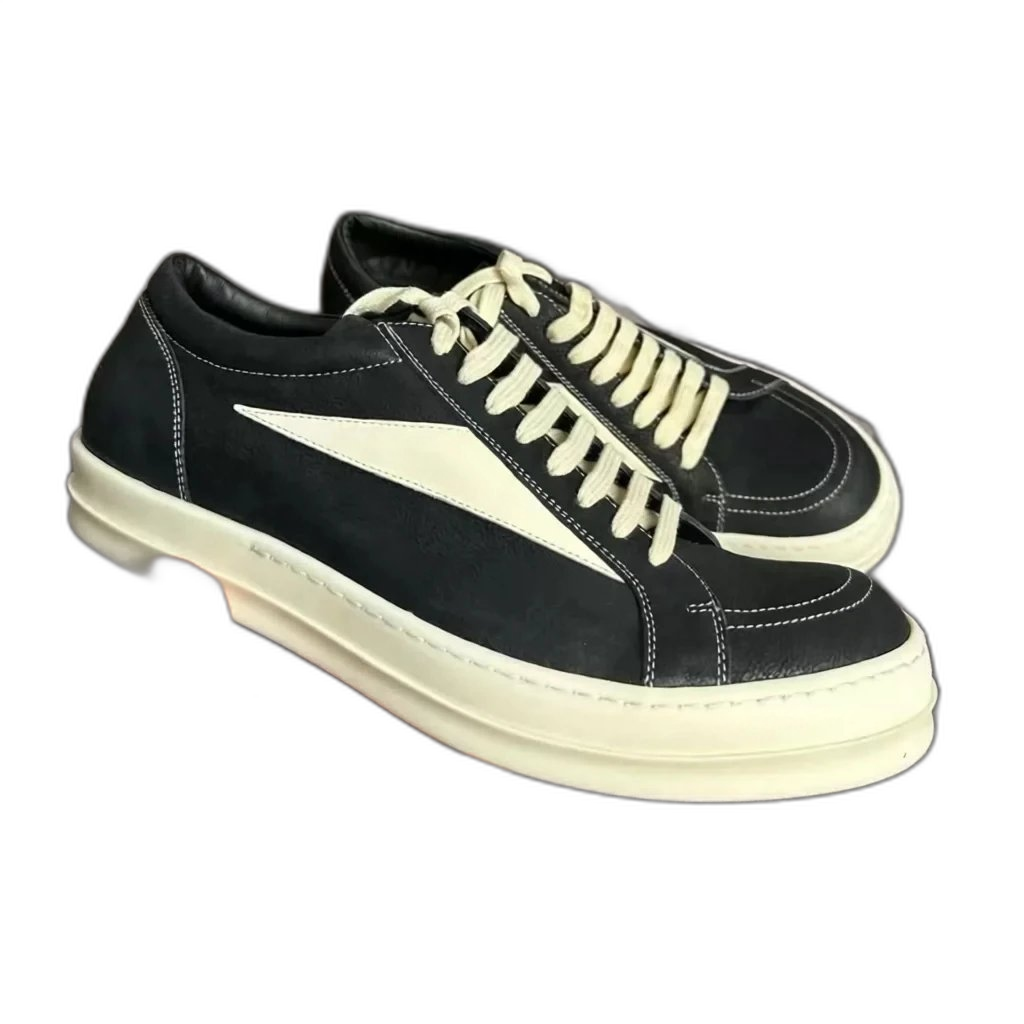 Ceiling quality RO main line RICK infringement sneakers men’s black and white niche triangle low top thick bottom women