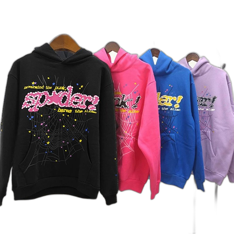 Overseas original heavy 450g thick fleece hoodie hoodie men’s foam print spider sp5der hoodies