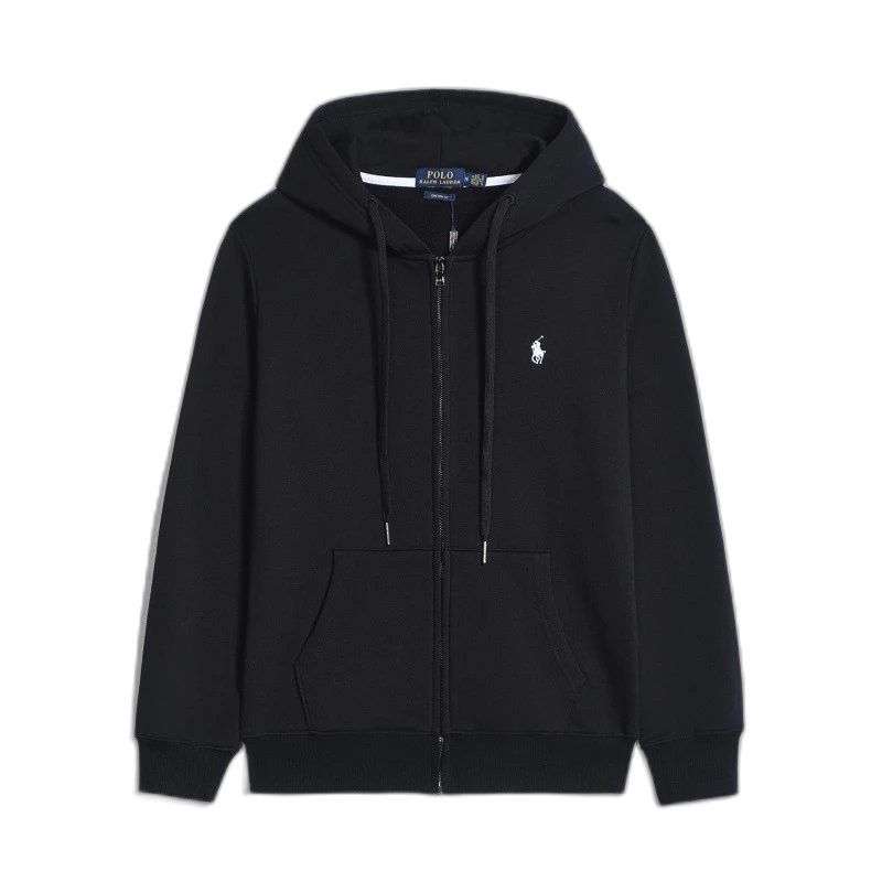 Spring and autumn thin pony hooded RL cardigan solid color sweater embroidery loose polo men’s polo jacket supply