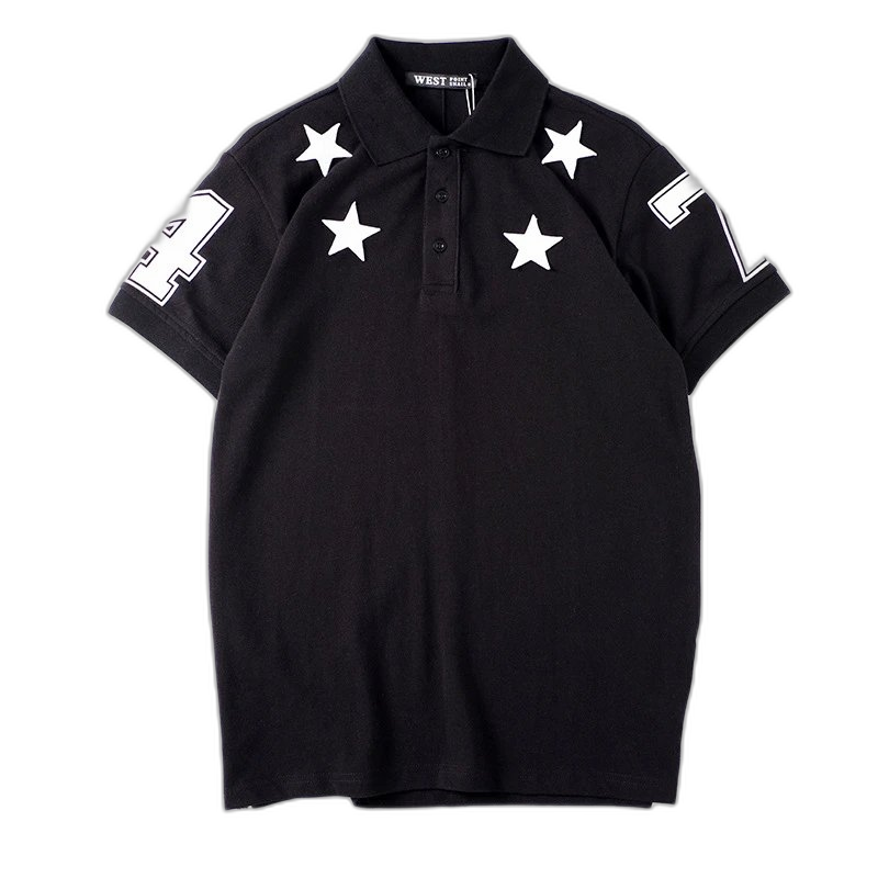 Embossed five-pointed star men’s and women’s pure cotton polo shirt