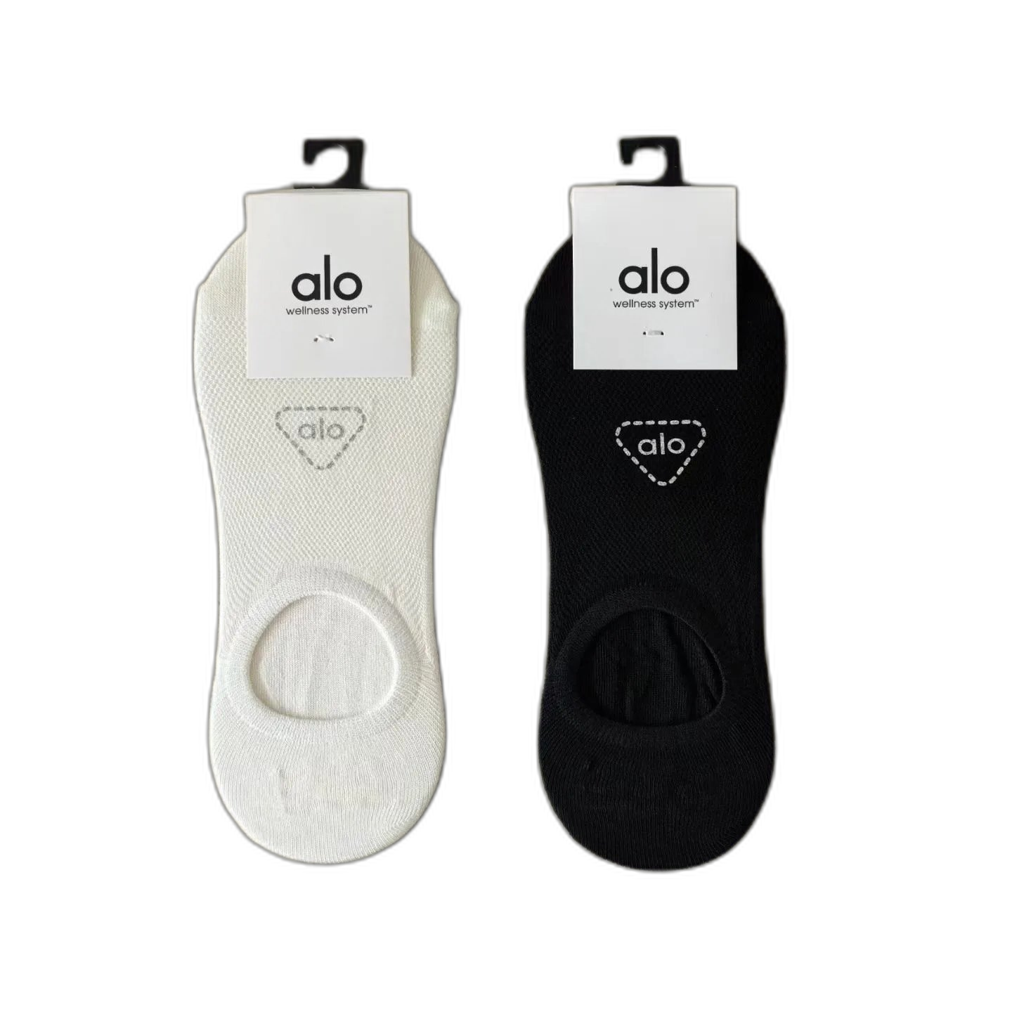 New Lujiayujia Aloe Women’s Invisible Socks Summer Thin Breathable Black and White Silicone Heel Boat Socks