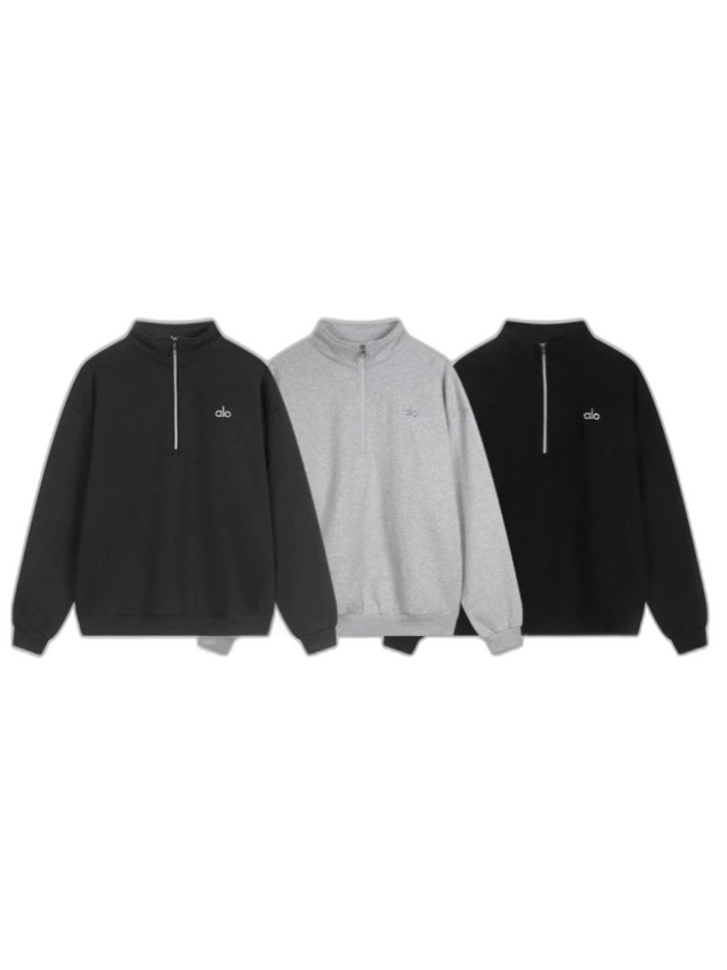 Cross-border alo sweatshirt for men and women autumn and winter yoga loose stand-up collar slim jacket fitness sports top men’s trendy