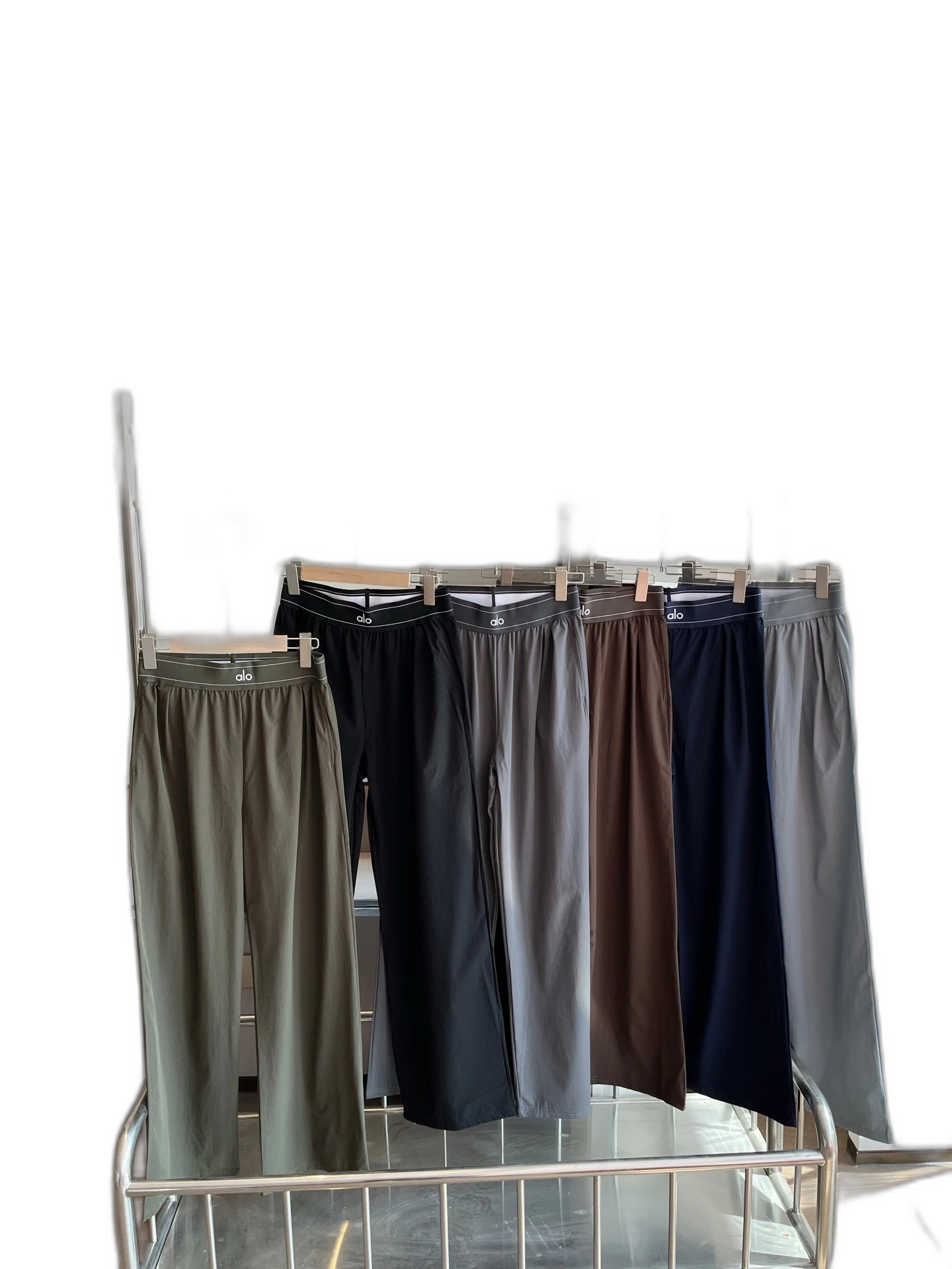 ALO summer new woven high-waisted quick-drying loose wide-leg pants draped straight casual pants elastic waist sports pants