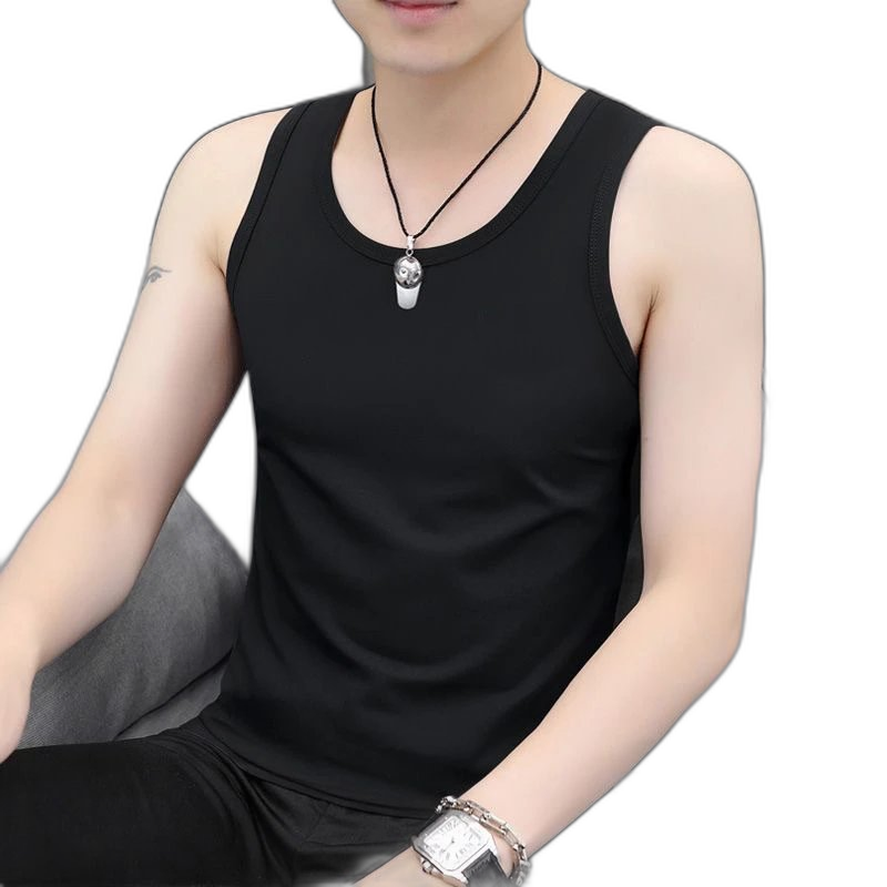 [DX119] Trendy and Versatile Undershirt, Slim Fit, Western Style, Trendy, Inner Wear, Outwear, Men’s Vest, Solid Color, Tank Top