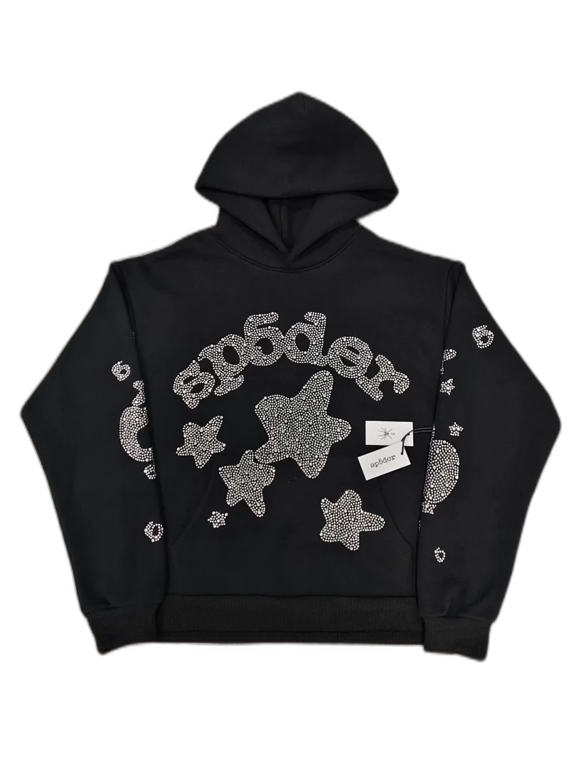 Cross-border original full hot diamond hoodie 1:1 high quality heavy duty loose fleece SP5der hoodie and sweatpants set