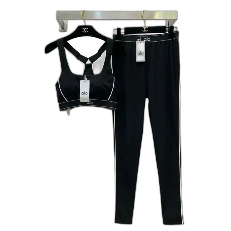 [DX82-5] Pilates Yoga Pants Running Sports Fitness Pants Set Women’s Vest with Chest Pad Shockproof