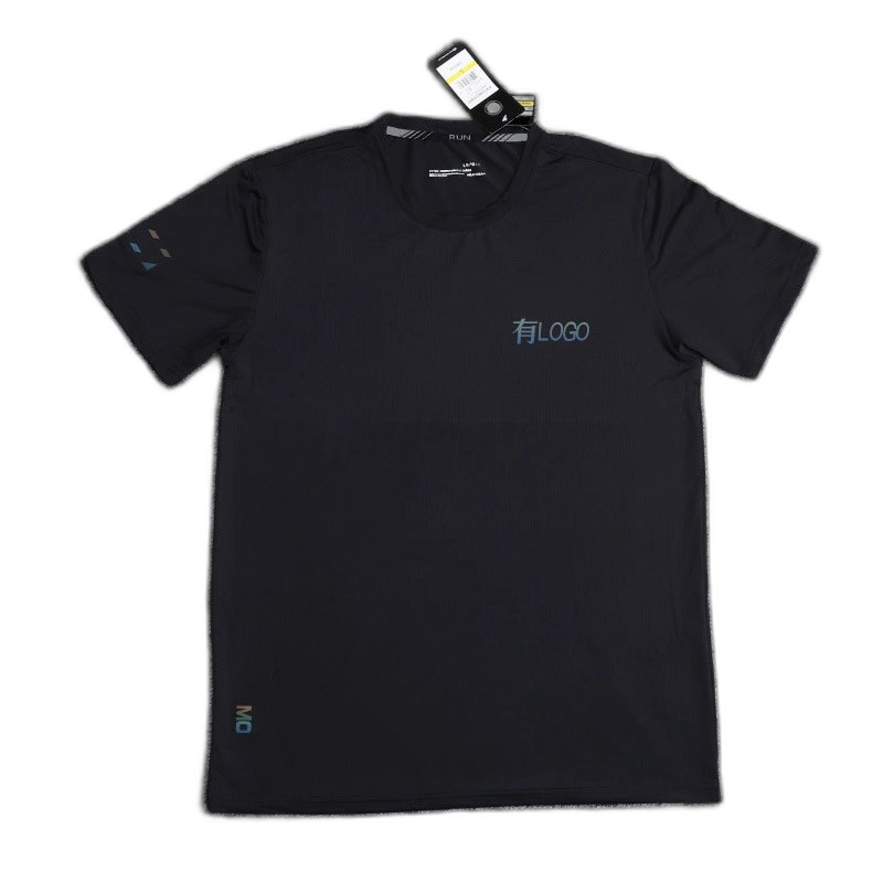 Summer European and American sports quick-drying short-sleeved t-shirt men’s summer loose fitness elastic round neck large size casual top