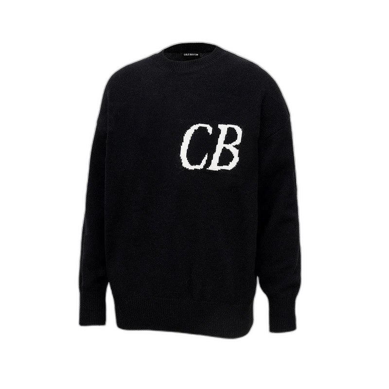 Cross-border new CB niche minimalist letter logo jacquard loose round neck men’s and women’s all-match sweater trendy brand top trendy