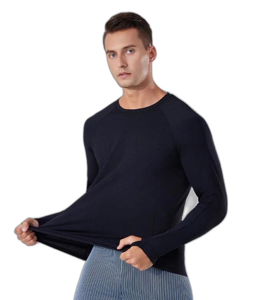 Alo Yoga new men’s sports fitness running quick-drying t-shirt ice silk round neck breathable training outdoor leisure long sleeve