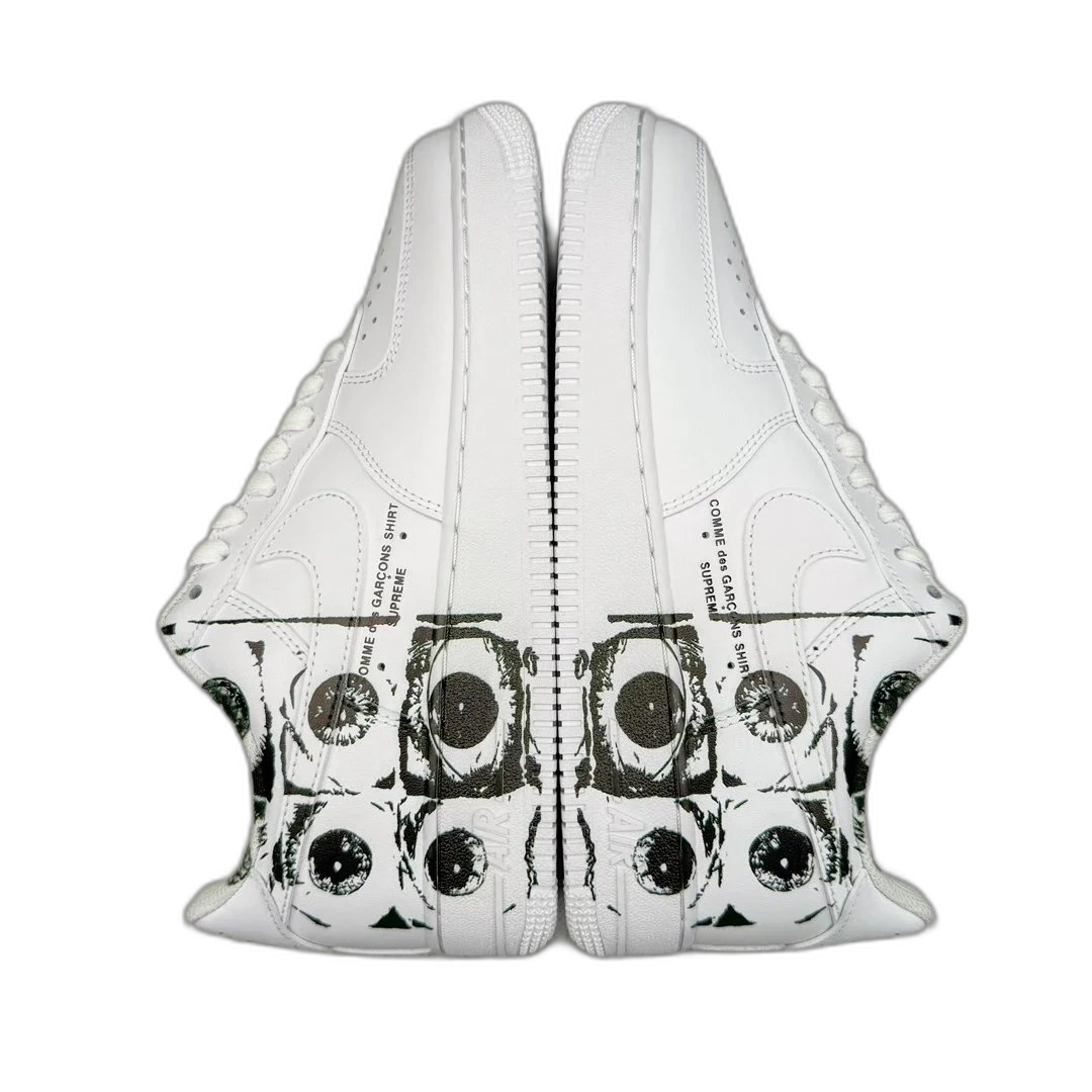 CDG x Sup x Force 1 Comme des Garcons Shirt Air Force One Low Cut Three Way Joint White Black Six Eyes 923044-100 AF1Whats