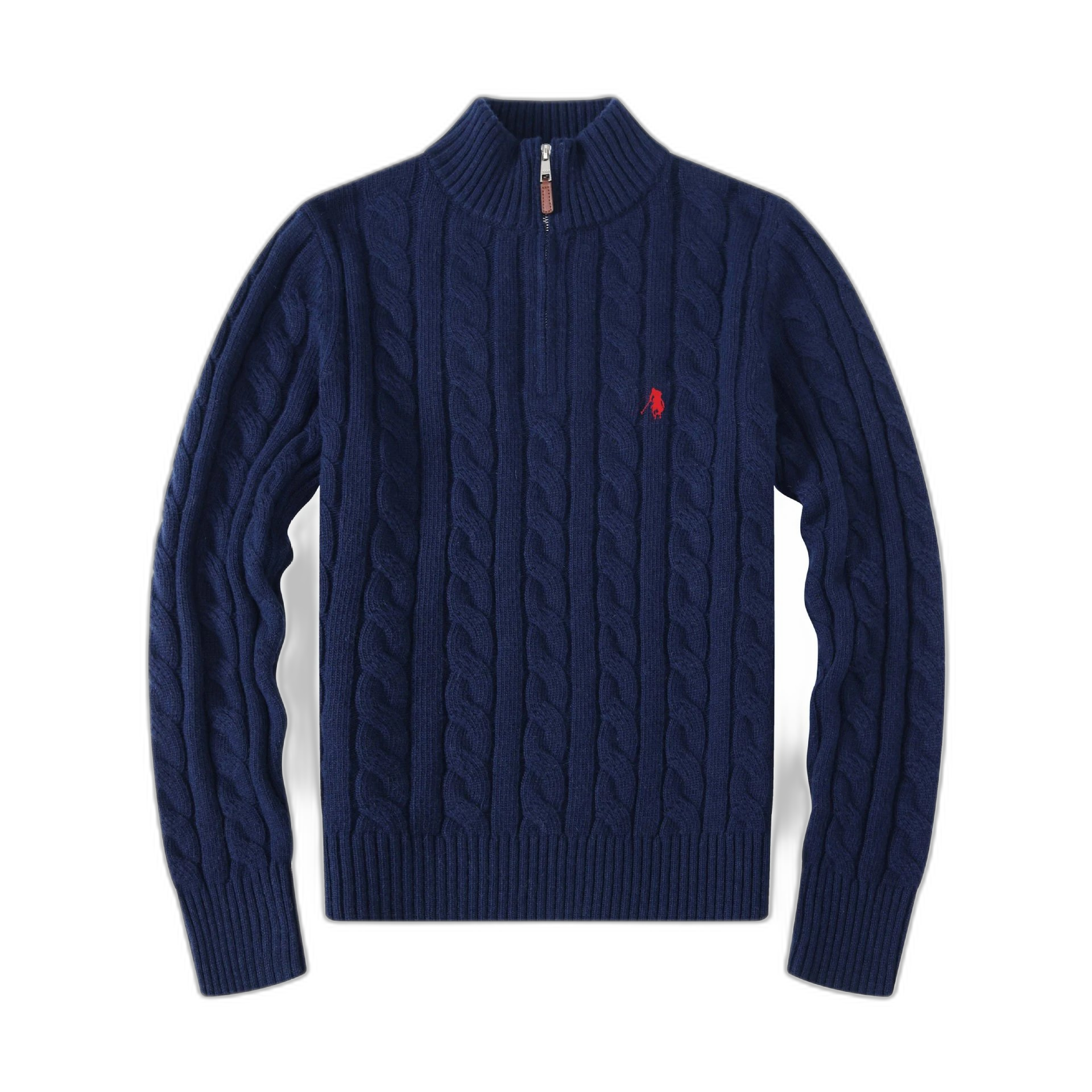 Cross-border trade autumn and winter men’s sweater pony standard half-zipper thick twist casual wool sweater trend