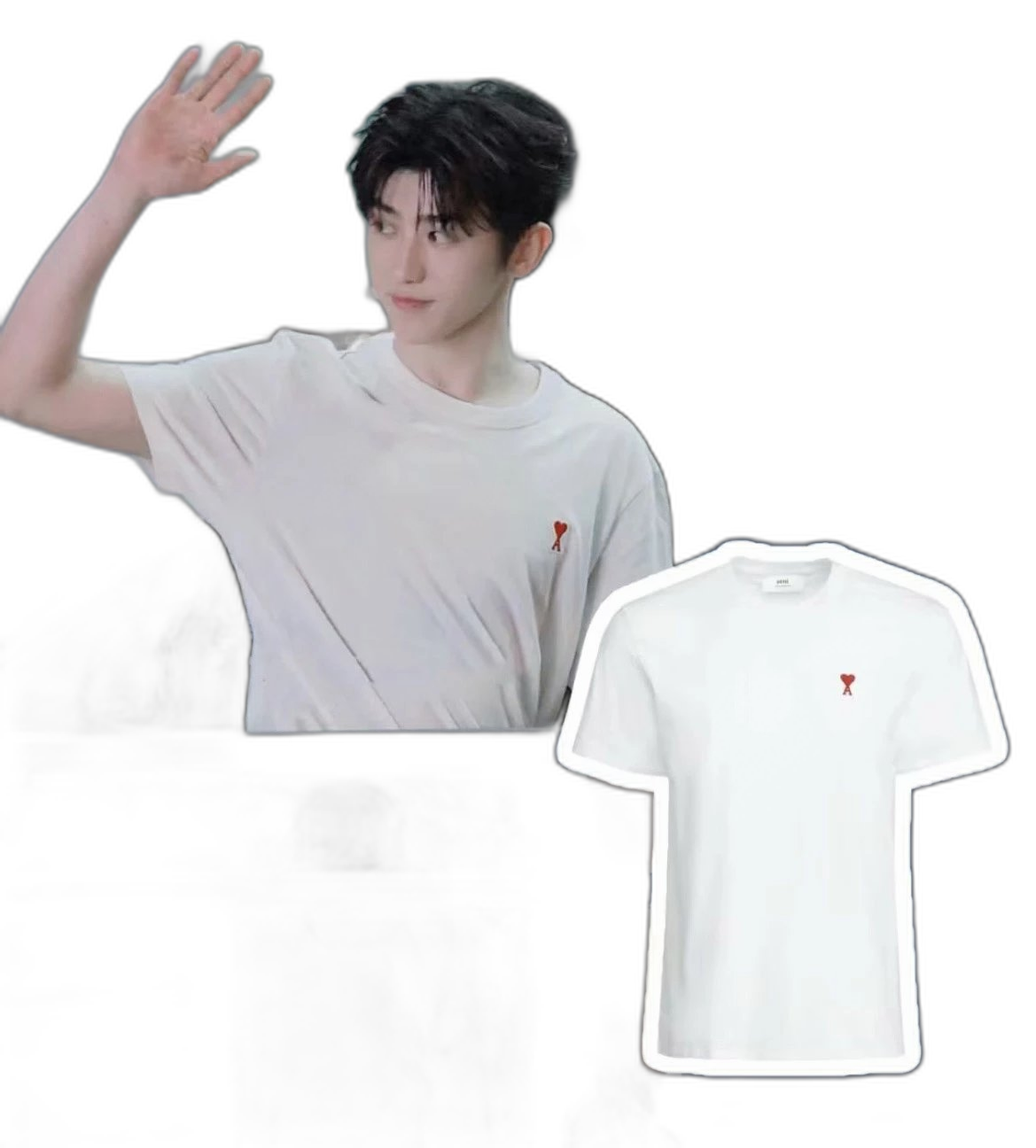 Round neck t-shirt candy color love embroidery short sleeve couple