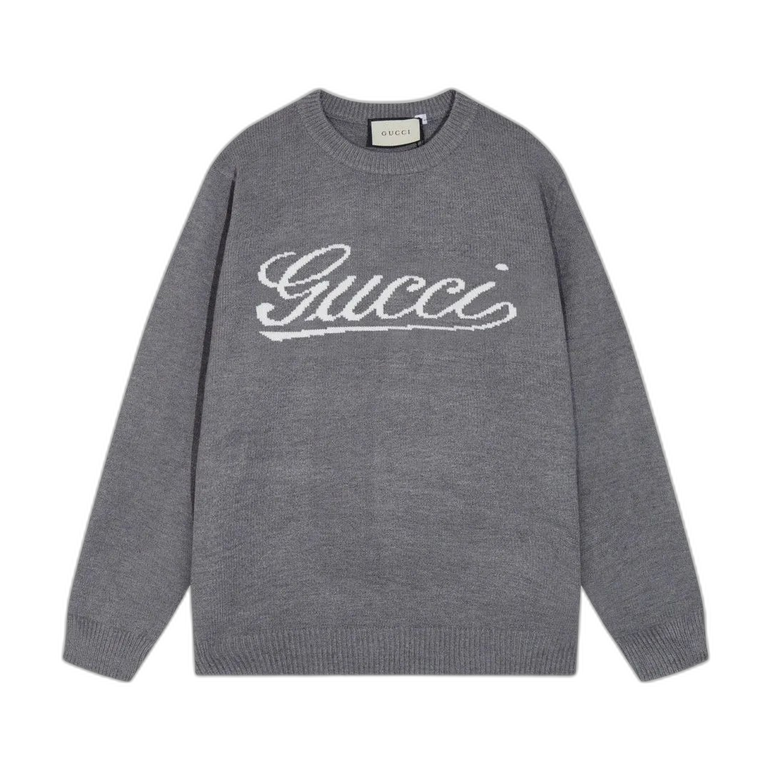 25 autumn and winter new trendy brand letter full body logo round neck knitted sweater men’s and women’s loose casual top