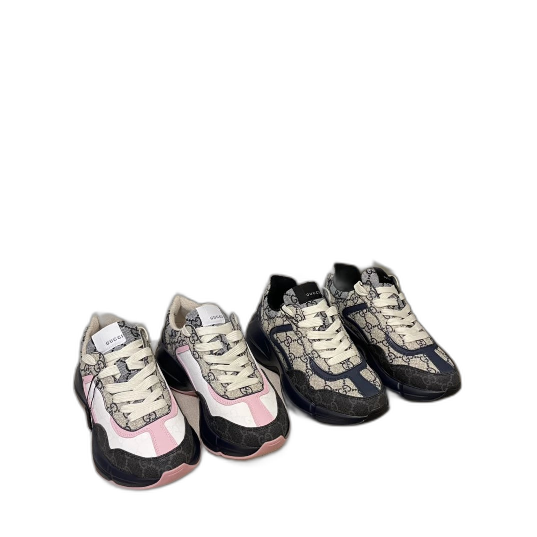 G Family Rhyton Dad Shoes New Color Print Limited Retro Platform Height Shoes 528892 Little White Shoes