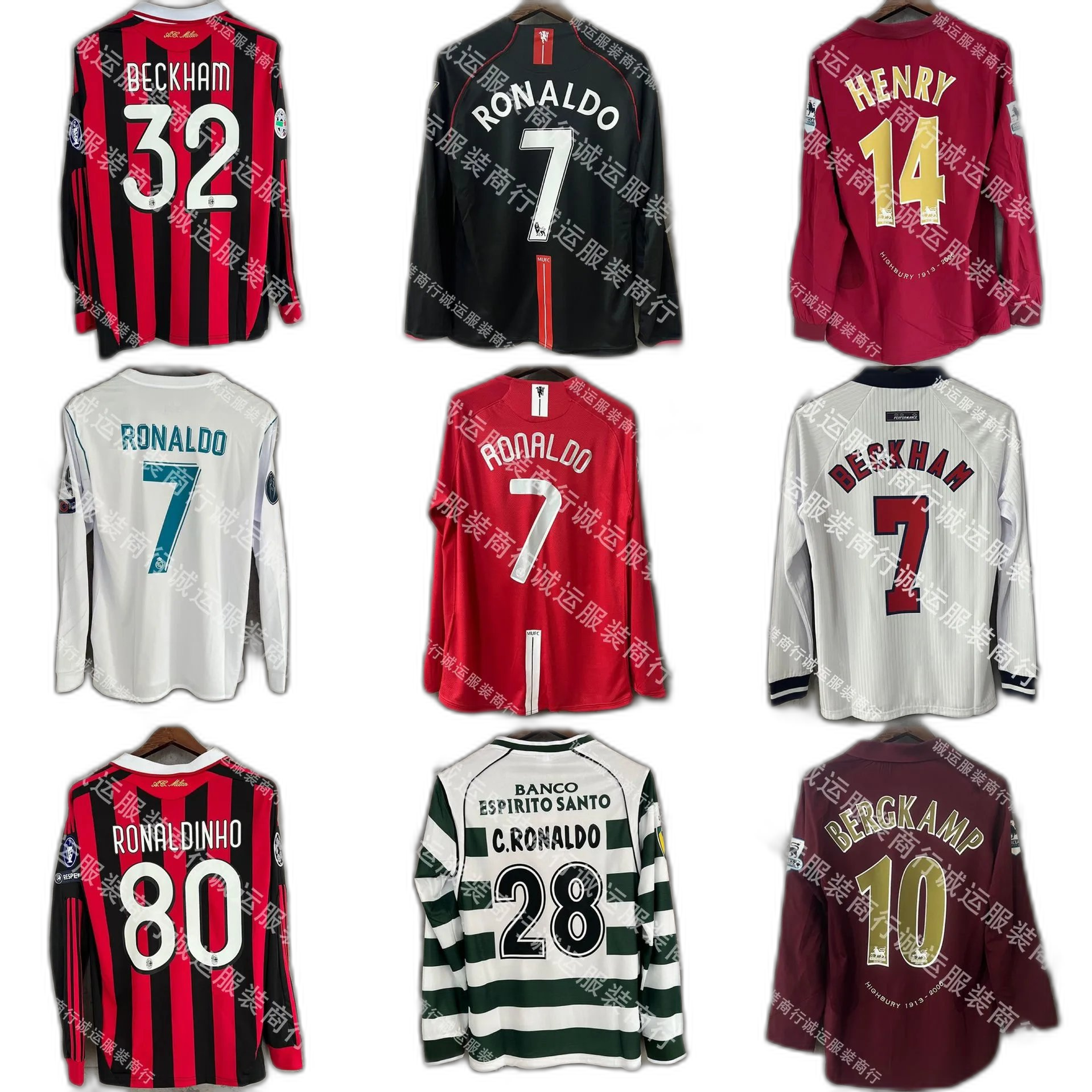 Wholesale Retro Manchester United Red Devils Long Sleeve Collection No. 7 Ronaldo V-neck Retail Champions League