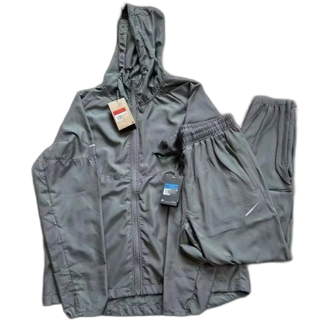 Ready-Stock Cross-border Quick-drying Breathable Sports Lightweight Woven Jacket Casual Hooded Loose Running Training Set
