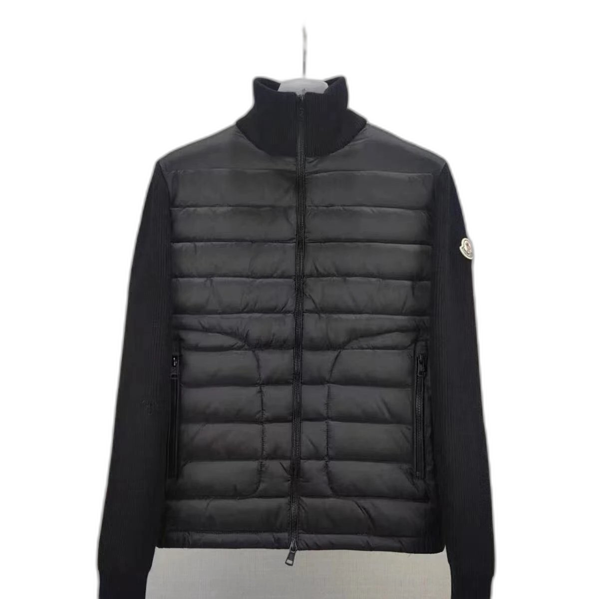 new knitted down jacket men’s patchwork white duck down collar casual cardigan sweater