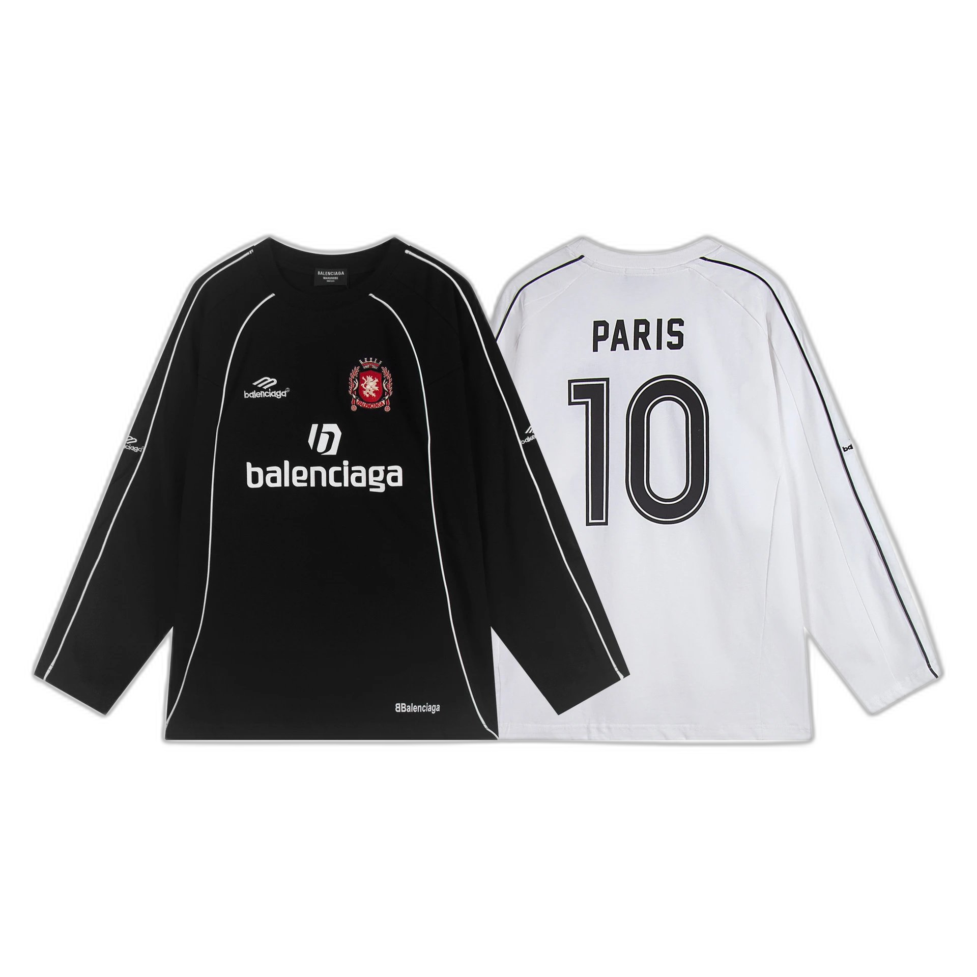 Cross-border trade wholesale spring and summer new style Paris B family Manchester United round neck long sleeve jersey t-shirt for couples, same style for men and women