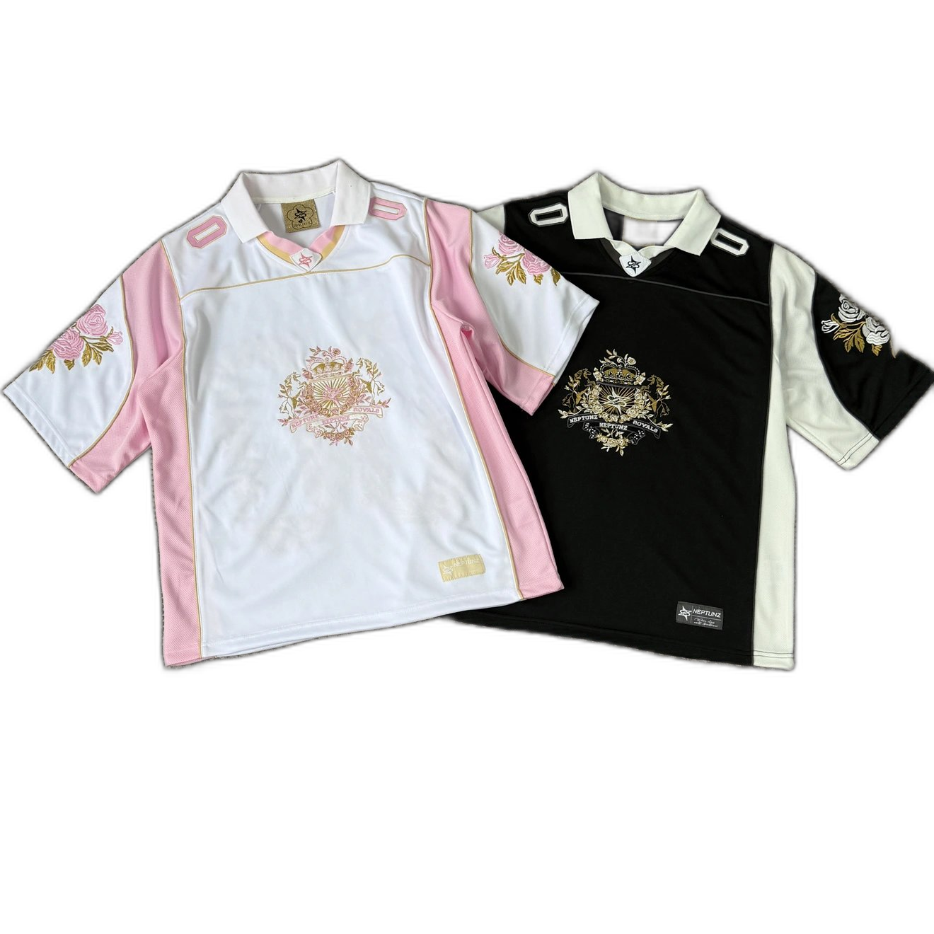 NP-flower embroidered jersey short sleeve
