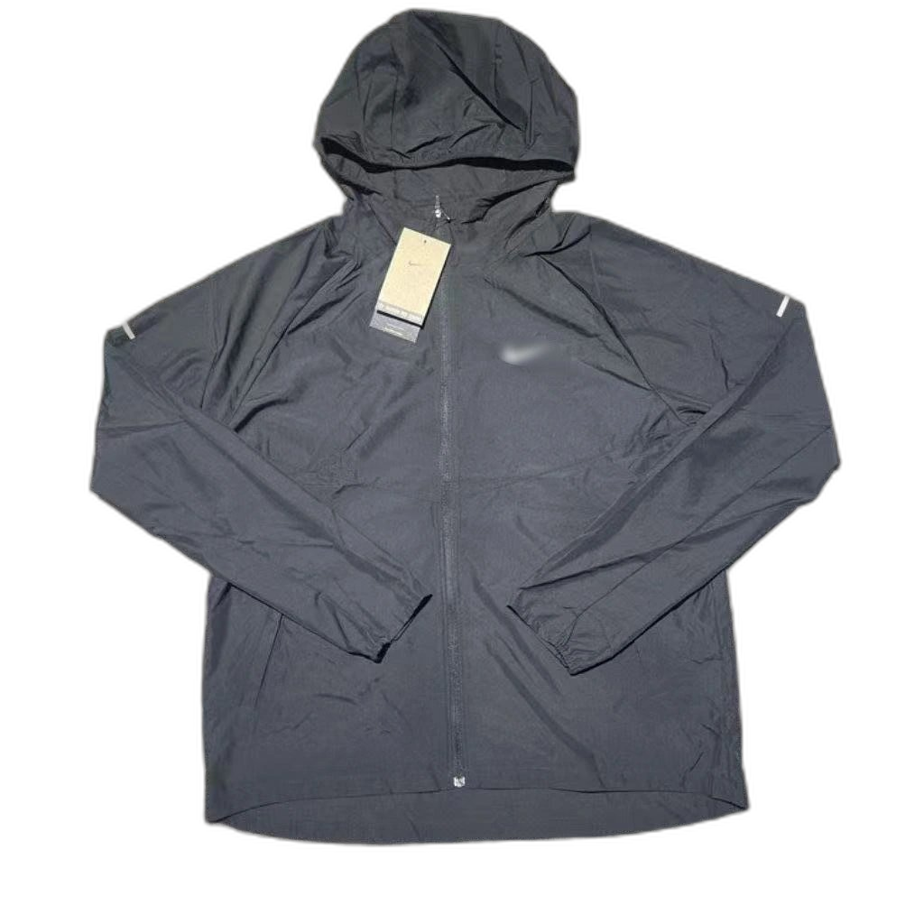 High-version quick-drying breathable sports lightweight woven ice silk jacket casual hooded loose running training suit