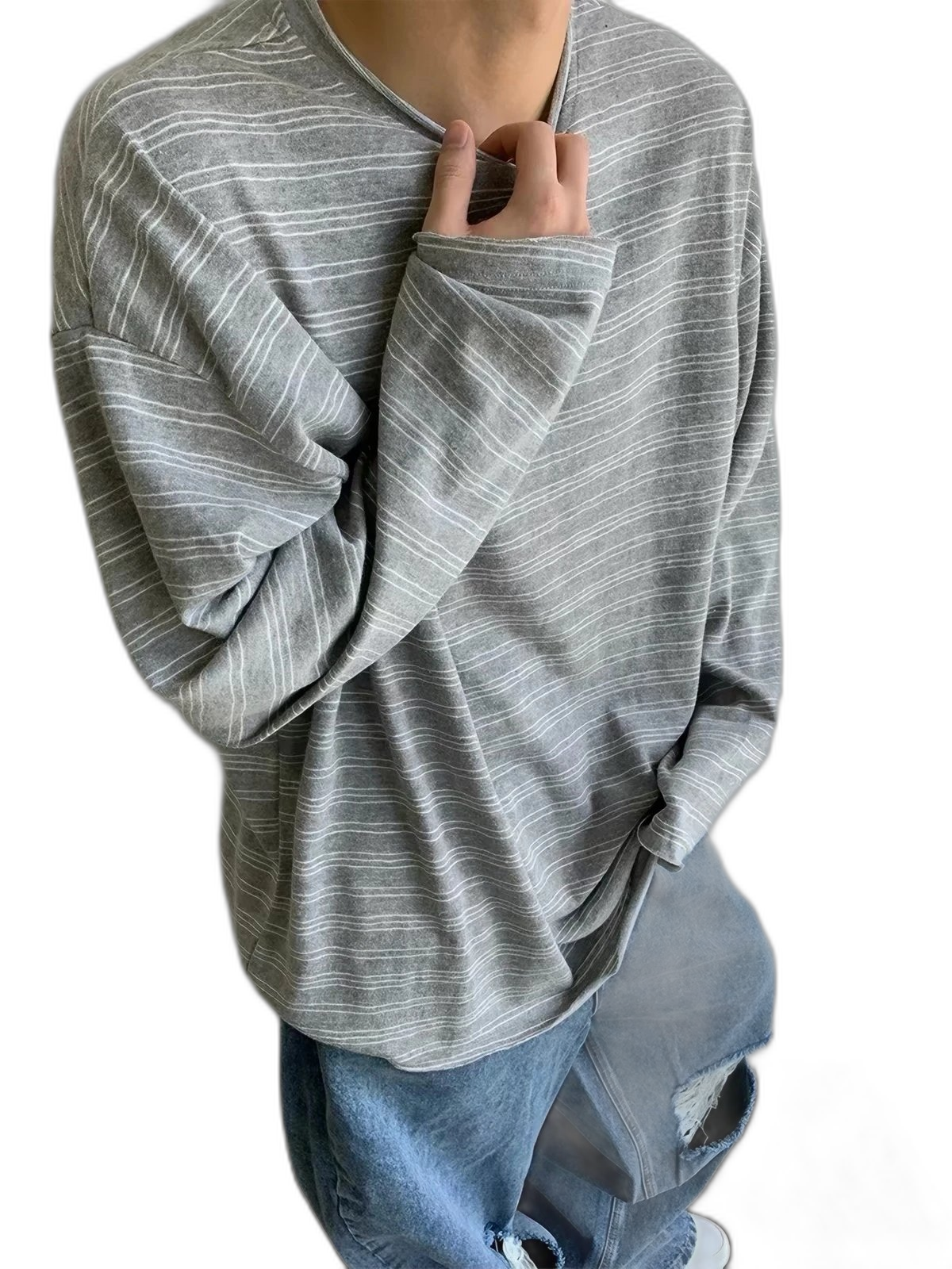 C*lehenry Striped Long Sleeve Gray