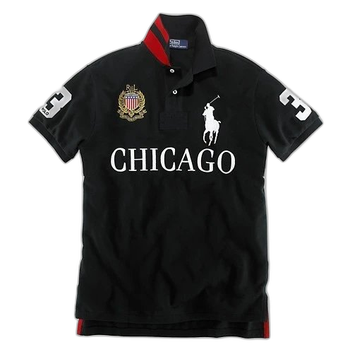 Polo shirt with lapel embroidery