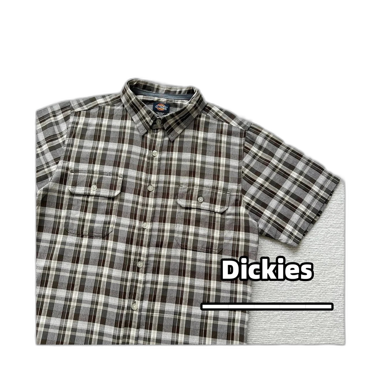 Real cabbage price #【原单好货】DKS classic plaid double pocket cotton washed short sleeve shirt for men and women