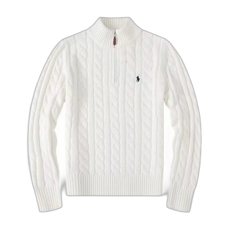[DX19] sweater autumn and winter thick stand collar half-height zipper twist knit