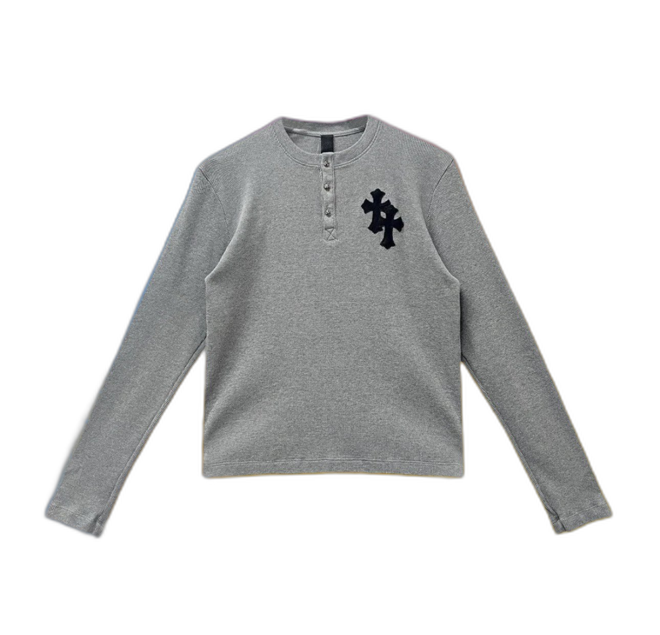 (In Stock) Autonomous CH Waffle Henry Collar Gray Long Sleeve/Imported Lambskin/Thick Silver Plated Hardware/Specially Arranged Waffle Fabric/Medium Fit