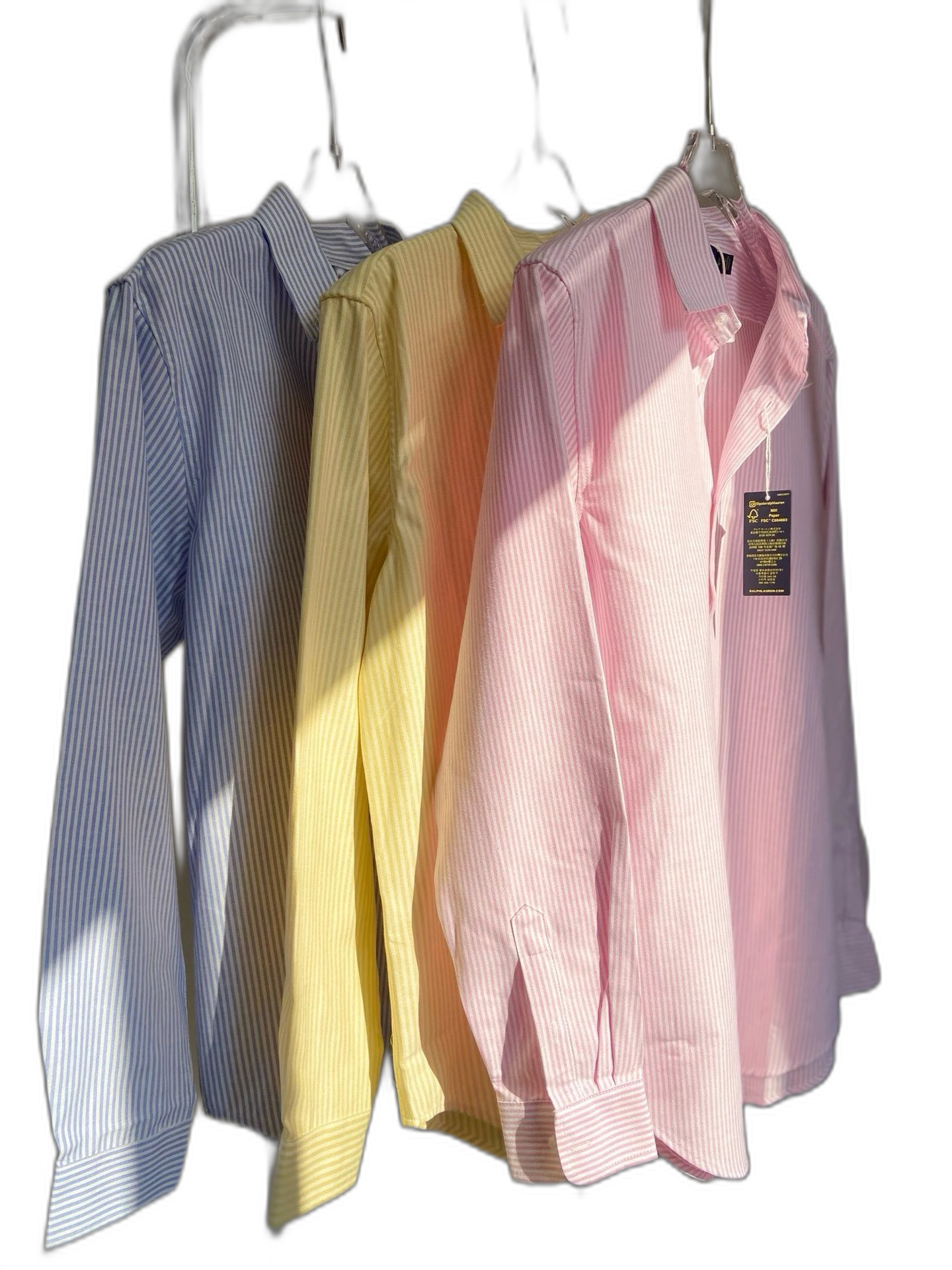 2214 B43 RL striped oxford shirt for men and women (colorful horse) rough four-color striped oxford shirt